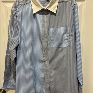 NWOT Light Blue and White Striped Women’s Button-Down Shirt